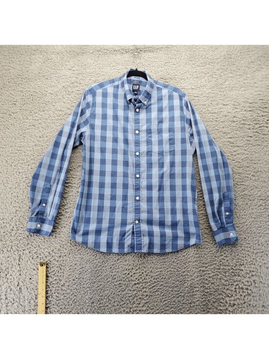 GAP Other - Gap Shirt Mens Medium Blue Gingham Check Standard Fit Long Sleeve Cotton